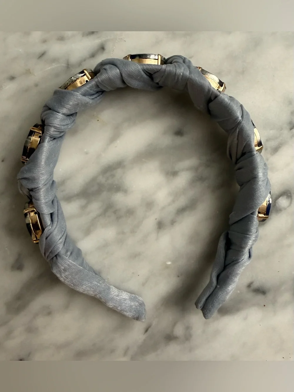 Anthropologie statement crystal embellished headband Blue NWOT